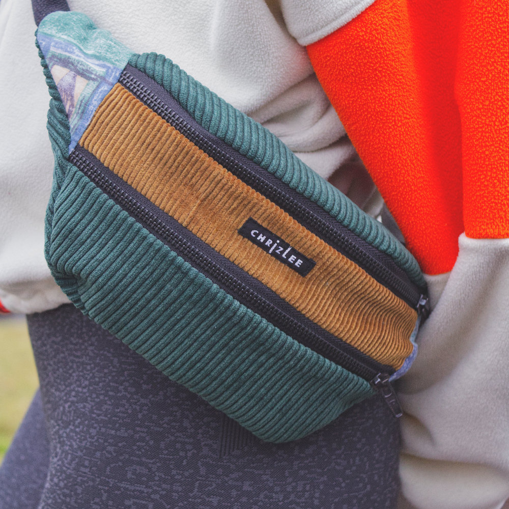 Upcycling Hipbag corduroy tricolor