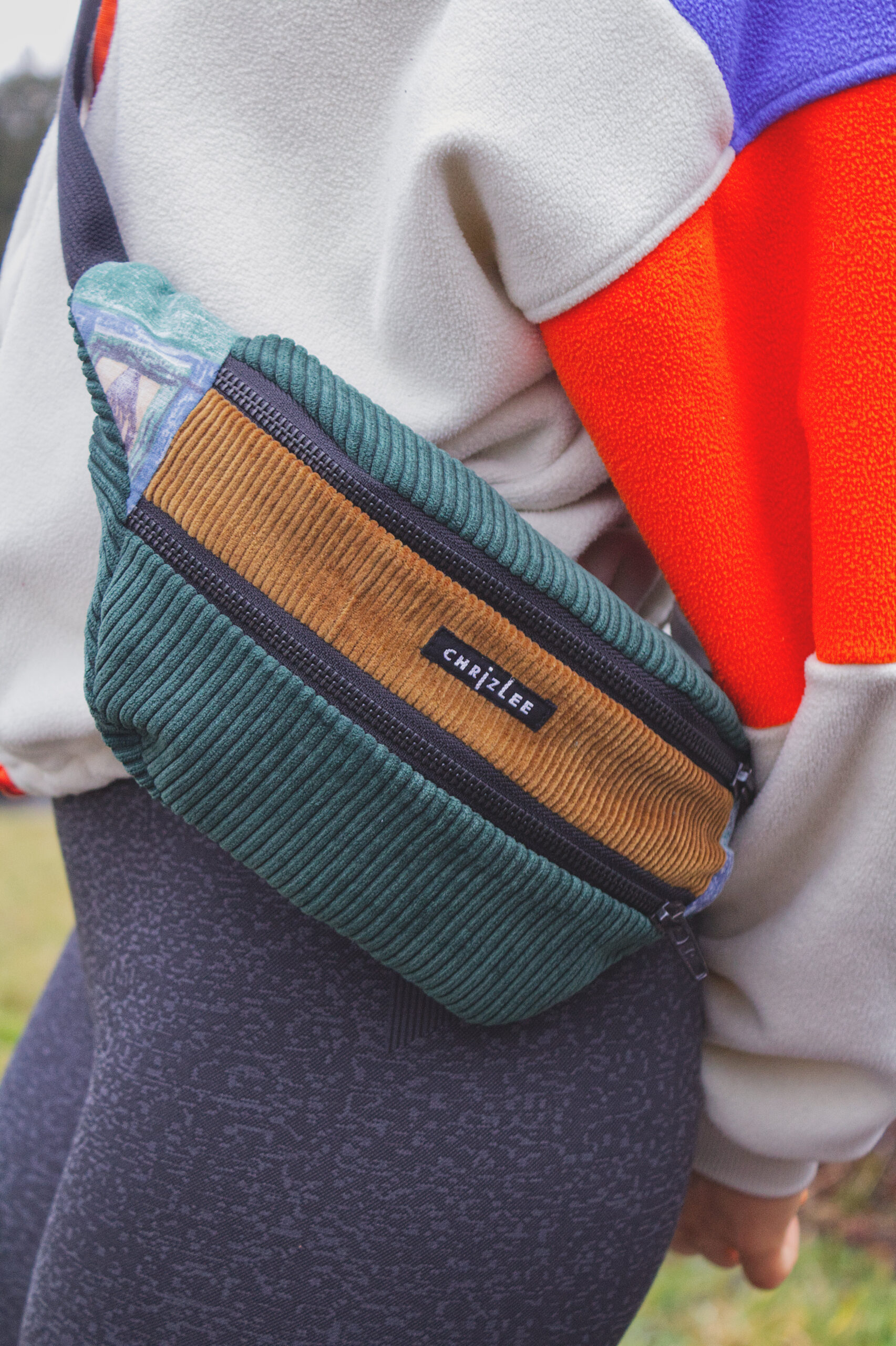 Upcycling Hipbag corduroy tricolor