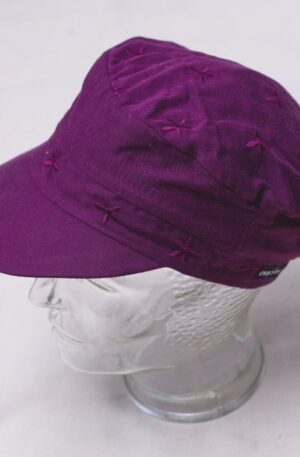 Upcycled reversible cap embroidery